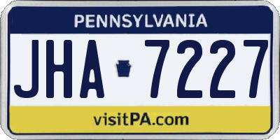 PA license plate JHA7227