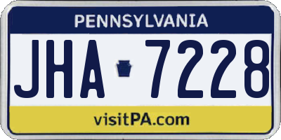 PA license plate JHA7228