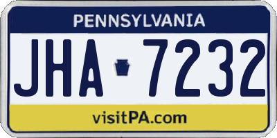 PA license plate JHA7232