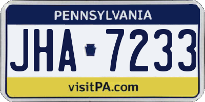 PA license plate JHA7233