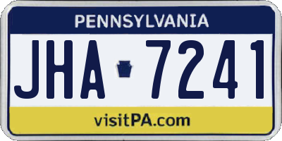 PA license plate JHA7241