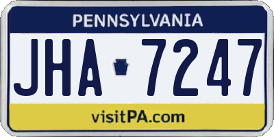 PA license plate JHA7247