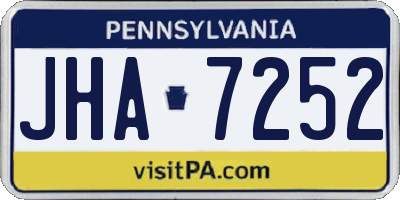 PA license plate JHA7252