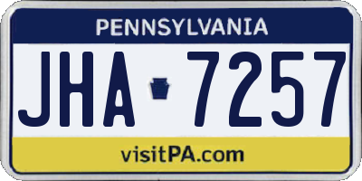 PA license plate JHA7257