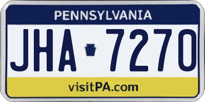 PA license plate JHA7270