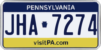 PA license plate JHA7274