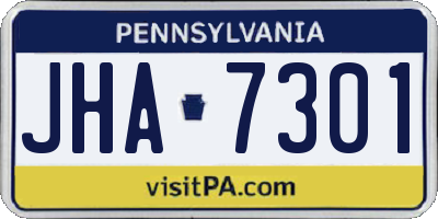 PA license plate JHA7301