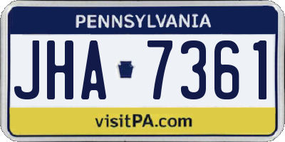 PA license plate JHA7361
