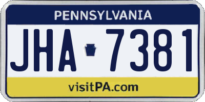 PA license plate JHA7381