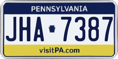 PA license plate JHA7387