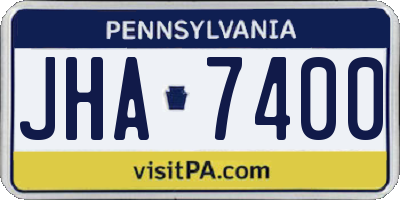 PA license plate JHA7400