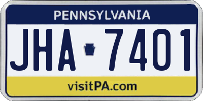 PA license plate JHA7401