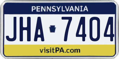 PA license plate JHA7404