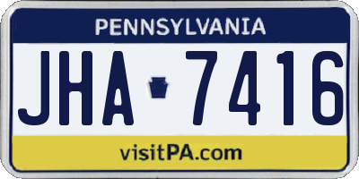 PA license plate JHA7416