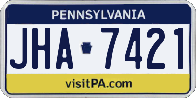 PA license plate JHA7421