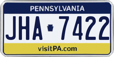 PA license plate JHA7422
