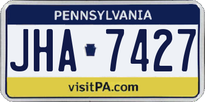 PA license plate JHA7427