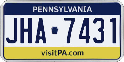PA license plate JHA7431