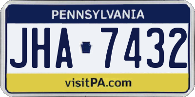 PA license plate JHA7432