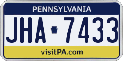 PA license plate JHA7433