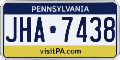 PA license plate JHA7438