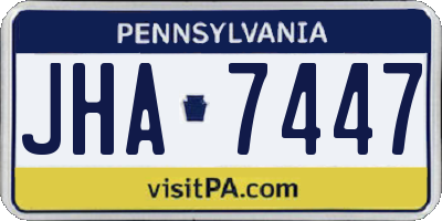 PA license plate JHA7447