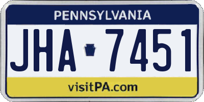 PA license plate JHA7451