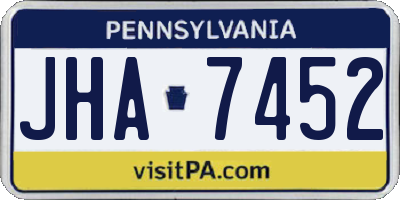 PA license plate JHA7452