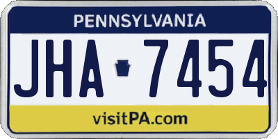 PA license plate JHA7454