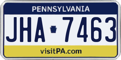 PA license plate JHA7463
