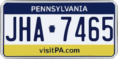 PA license plate JHA7465