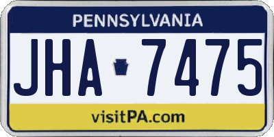 PA license plate JHA7475