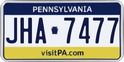 PA license plate JHA7477