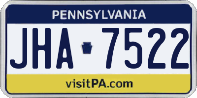 PA license plate JHA7522