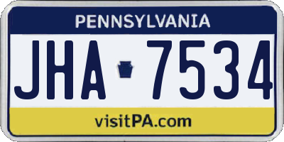 PA license plate JHA7534