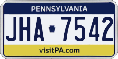 PA license plate JHA7542