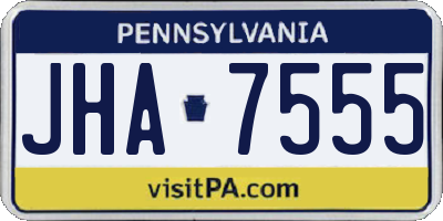 PA license plate JHA7555