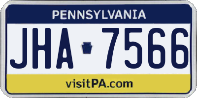 PA license plate JHA7566