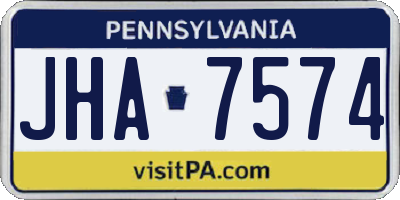 PA license plate JHA7574