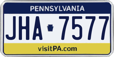 PA license plate JHA7577