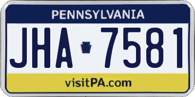 PA license plate JHA7581