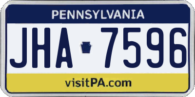 PA license plate JHA7596