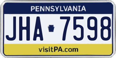 PA license plate JHA7598
