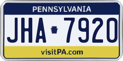 PA license plate JHA7920