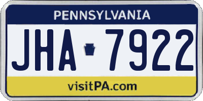 PA license plate JHA7922