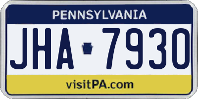 PA license plate JHA7930