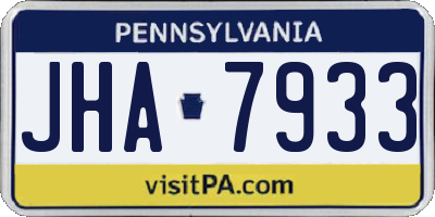 PA license plate JHA7933
