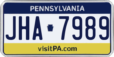 PA license plate JHA7989