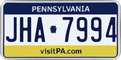 PA license plate JHA7994
