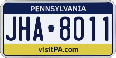 PA license plate JHA8011